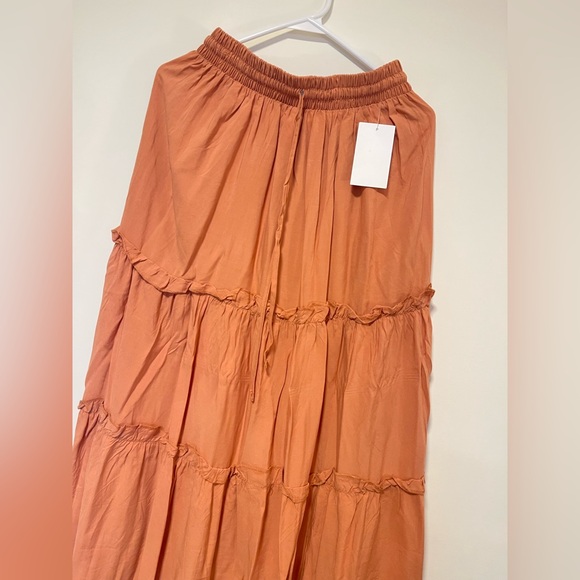 Zenana Tiered Maxi Skirt in Warm Orange - Picture 3 of 5